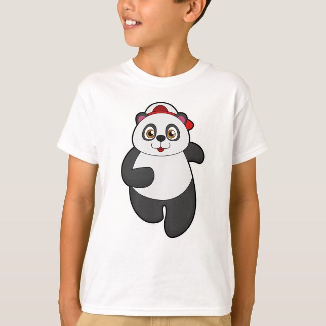 Panda vid körning med kap t shirt (Framsida)