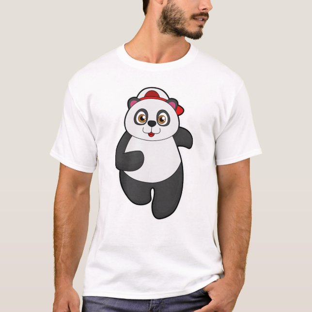 Panda vid körning med kap t shirt (Framsida)