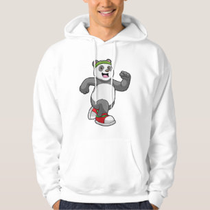 Panda vid löpning med headband hoodie