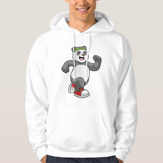 Panda vid löpning med headband hoodie (Framsida)