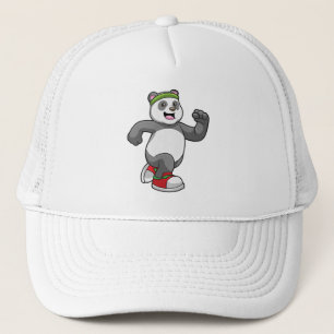 Panda vid löpning med headband keps