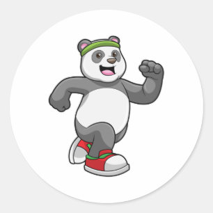 Panda vid löpning med headband runt klistermärke