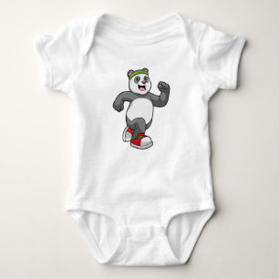 Panda vid löpning med headband t shirt