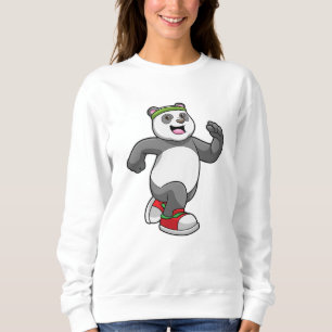 Panda vid löpning med headband t shirt