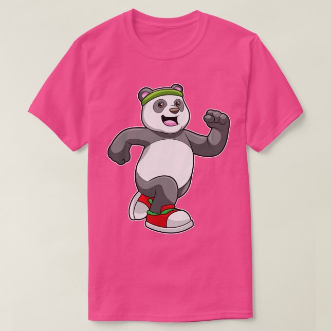 Panda vid löpning med huvud t shirt (Design framsida)