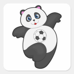 Panda vid sportsport fyrkantigt klistermärke