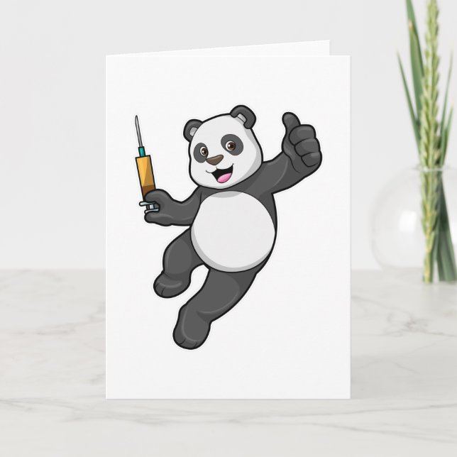 Panda vid vaccination med spruta kort (Framsida)