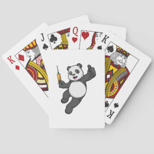 Panda vid vaccinering med spruta casinokort
