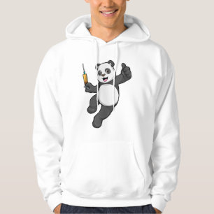 Panda vid vaccinering med spruta hoodie