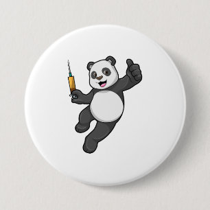 Panda vid vaccinering med spruta knapp