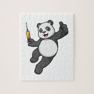 Panda vid vaccinering med spruta pussel