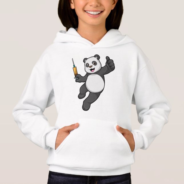 Panda vid vaccinering med spruta t shirt (Framsida)