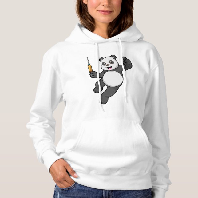 Panda vid vaccinering med spruta t shirt (Framsida)