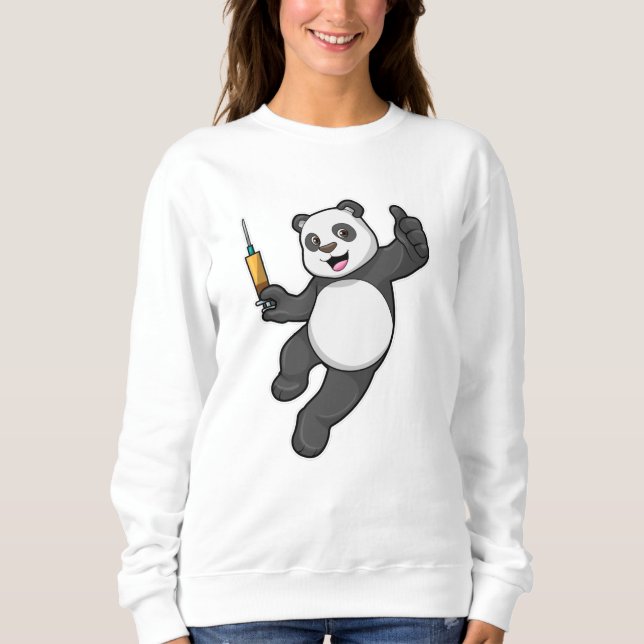 Panda vid vaccinering med spruta t shirt (Framsida)
