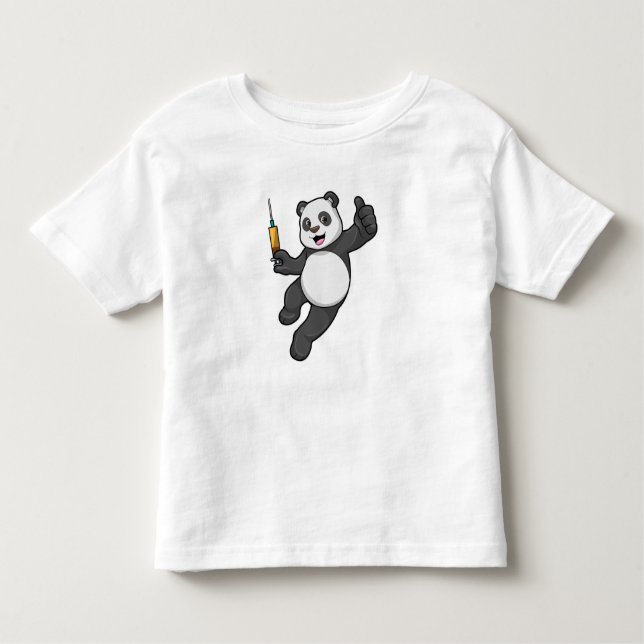 Panda vid vaccinering med spruta t shirt (Framsida)