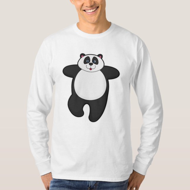 Panda vid Yoga Stretching-övning T Shirt (Framsida)