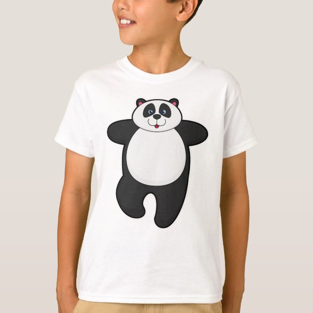 Panda vid Yoga Stretching-övning T Shirt (Framsida)
