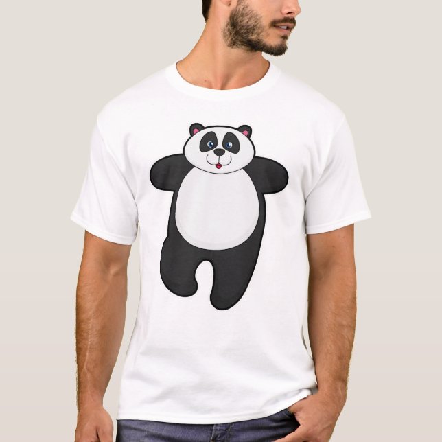 Panda vid Yoga Stretching-övning T Shirt (Framsida)