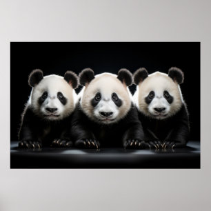 Panda Vild Animal Porträtt Nature Beauty Poster