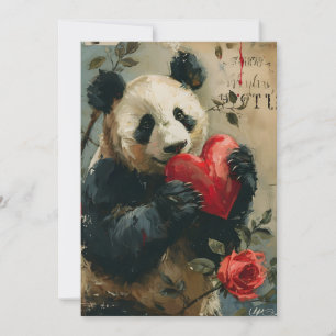 Panda Vintage Valentindagen Julkort