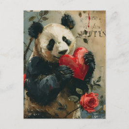 Panda Vintage Valentindagen Vykort