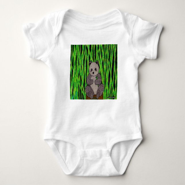 Panda (vit) - Baby Bodykostym T Shirt (Framsida)