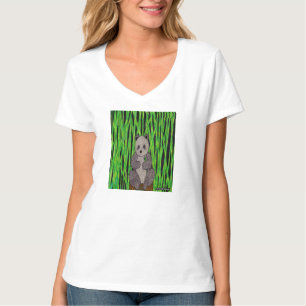 Panda (vit) - Dam T-shirt med V-ringning