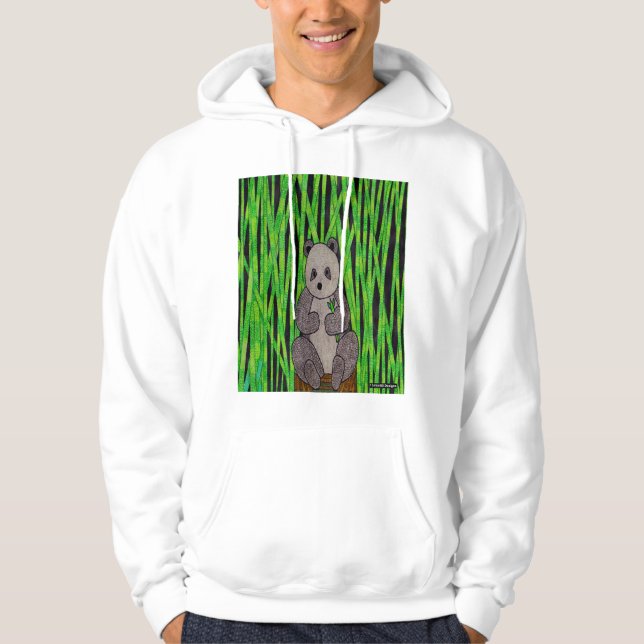 Panda (vit) - Herrtröja med huva Hoodie (Framsida)