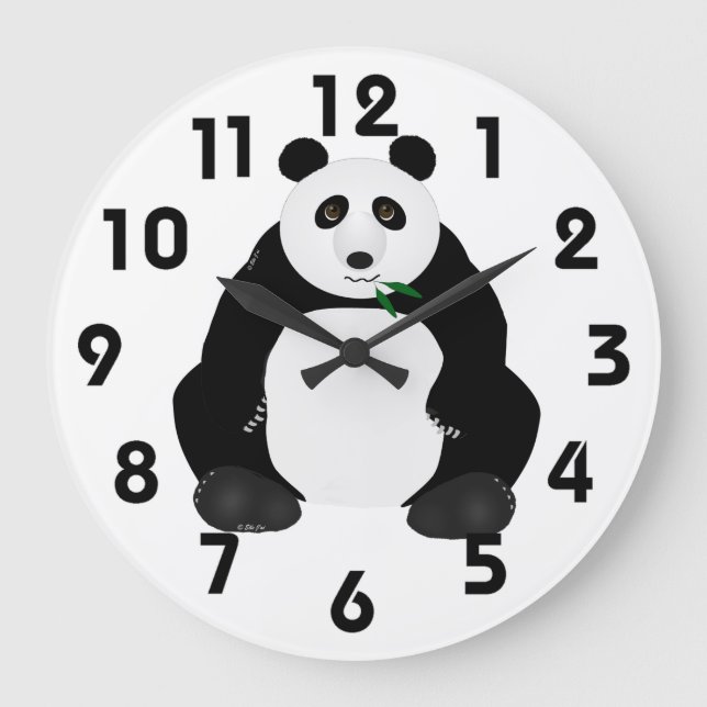 Panda Wall Clock Stor Klocka (Framsida)