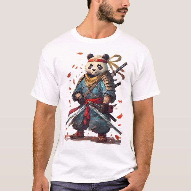 Panda Warrior med dubbla blad T Shirt (Framsida)