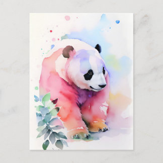 Panda Watercolor Porträtt 1 Vykort