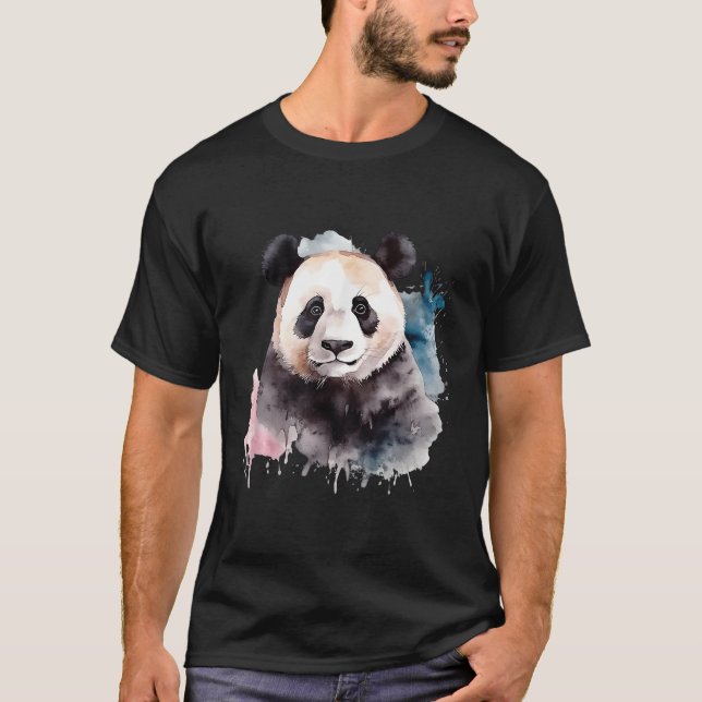 Panda Watercolor T Shirt (Framsida)