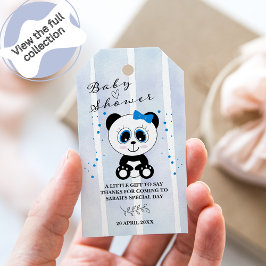 Panda Watercolor Theme Baby Shower (Boys Blue) Gi Presentetikett