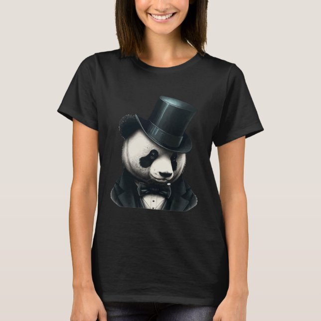 Panda Wearing Finare Top hat 1 T Shirt (Framsida)