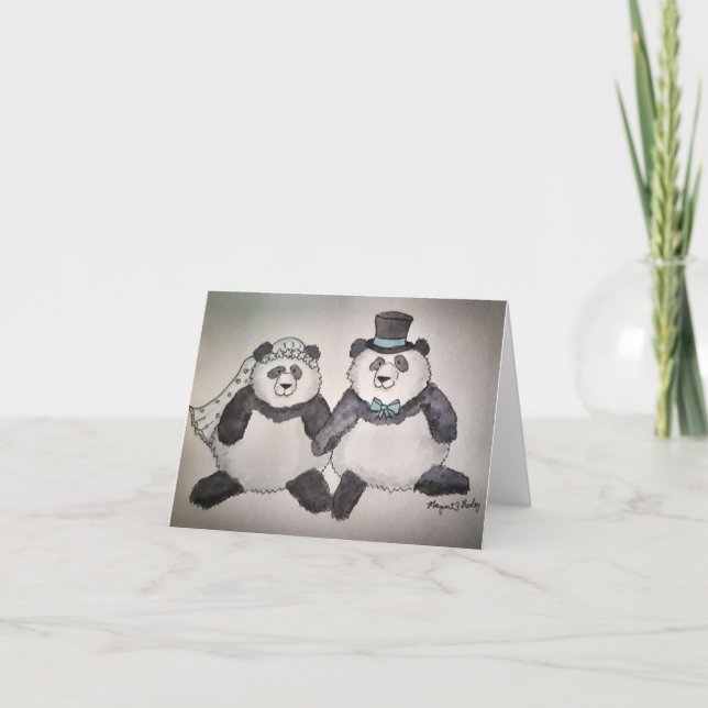 Panda wedding card tack kort (Framsida)
