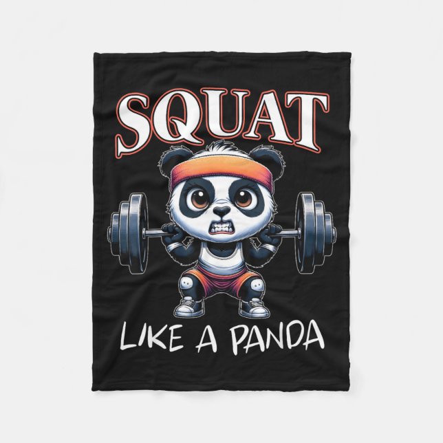 Panda Weightlifting Fitness Funny Gym Quote Squat  Fleecefilt (Framsidan)