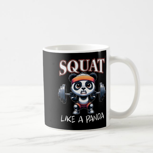Panda Weightlifting Fitness Funny Gym Quote Squat  Kaffemugg (Höger)