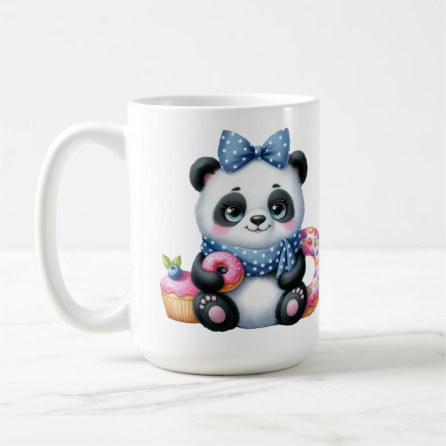 Panda Whit Ribbon Kaffemugg (Vänster)