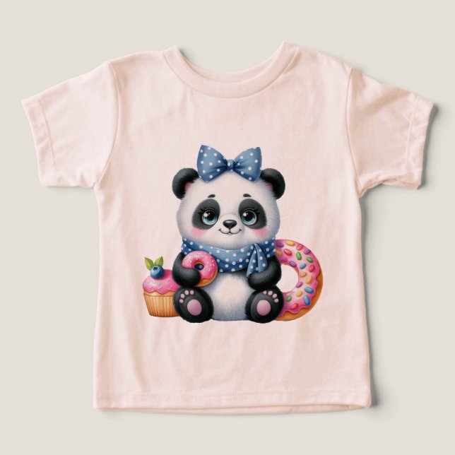 Panda Whit Ribbon T Shirt (Design Framsida)