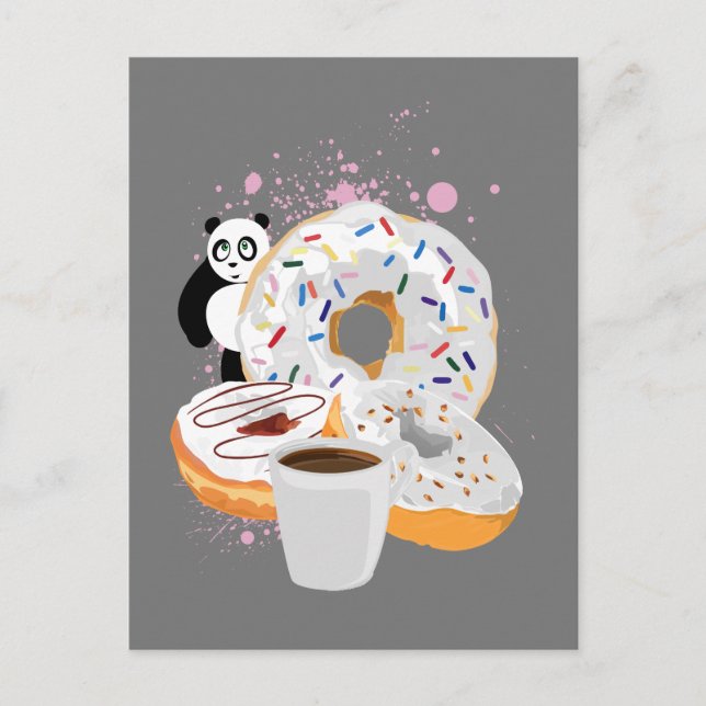 Panda & White Donuts Vykort (Framsida)