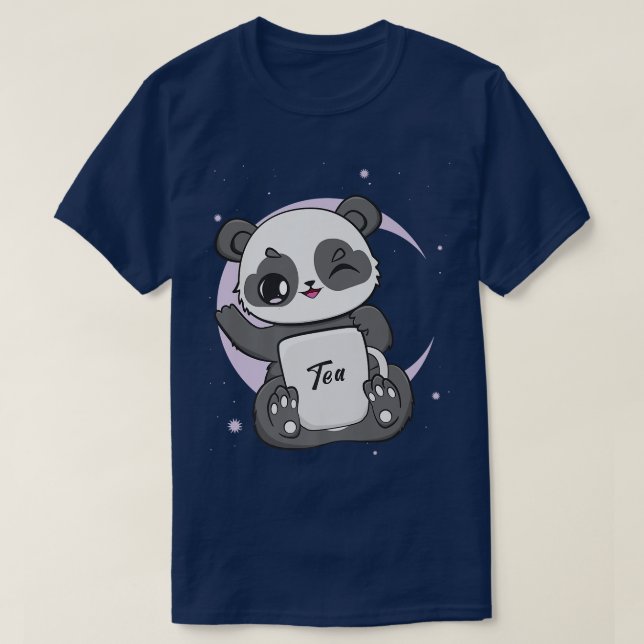 Panda with Boba Bubble Mjölk Tea Anime Kawaii Bear T Shirt (Design framsida)