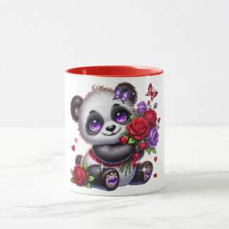 Panda with flower mug mugg