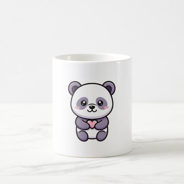 Panda with Heart – Cute Whimsical Illustration Kaffemugg (Center)