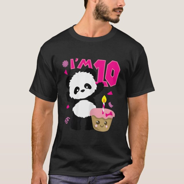 Panda With Kawaii Cake 10 Py T Shirt (Framsida)