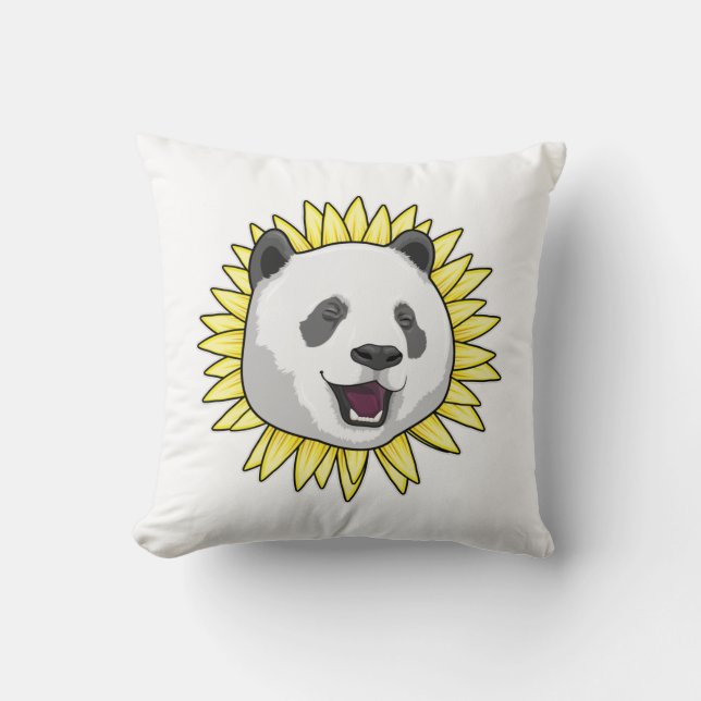 Panda with Sunflower Kudde (Framsida)