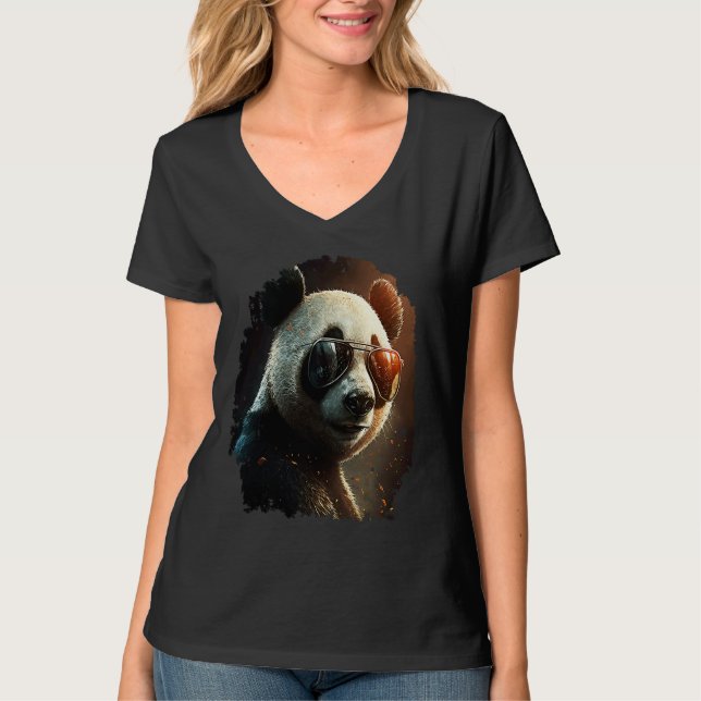 Panda with sunglasses  panda  2 t shirt (Framsida)