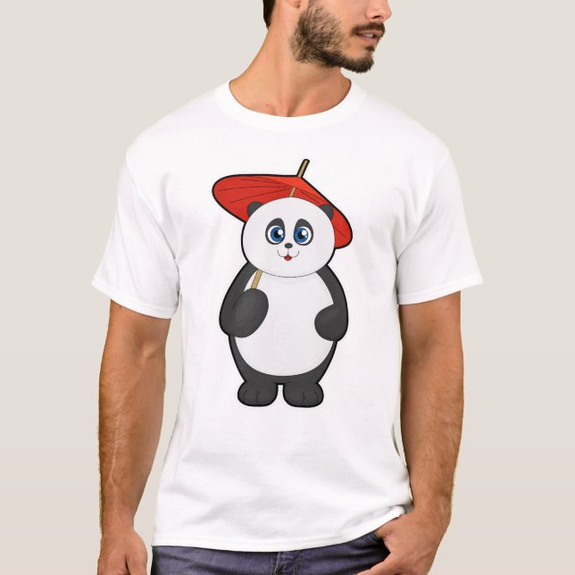 Panda with Umbrella T Shirt (Framsida)