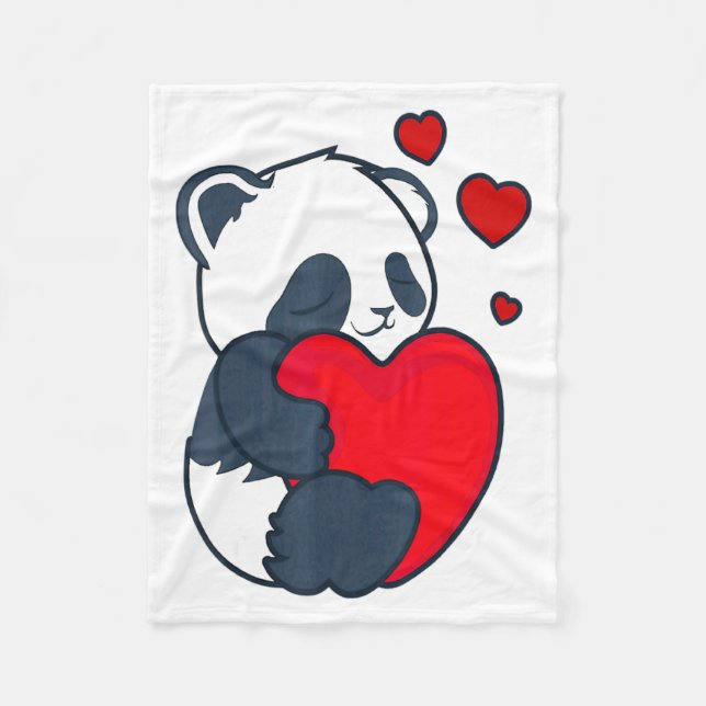 Panda Women Valentines Day Girlfriend Heart  Fleecefilt (Framsidan)
