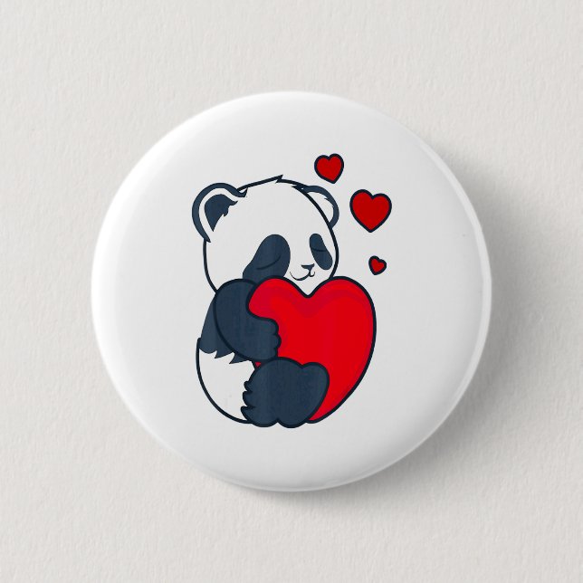 Panda Women Valentines Day Girlfriend Heart  Knapp (Framsida)