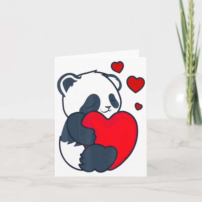 Panda Women Valentines Day Girlfriend Heart  Kort (Framsida)